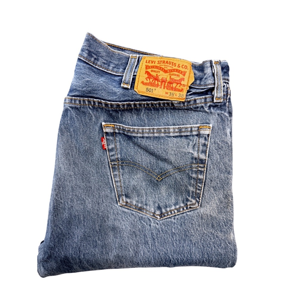 Levis 501 Mens Blue Original Fit Straight Leg Denim Jeans 38x38 PC9-00501-0000